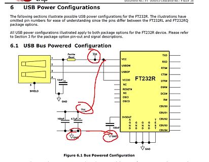 Schaltplan USB Bus Powered Configuration FT232R