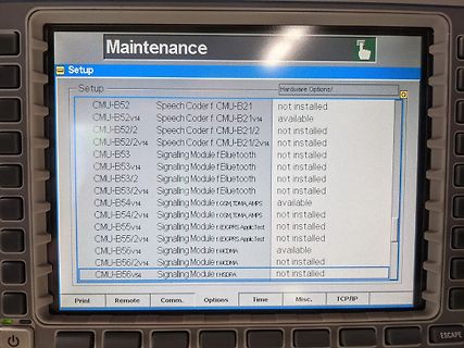 Display eines Wartungsmenüs für Hardware-Optionen