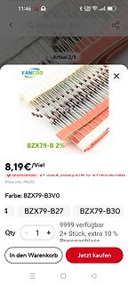 Screenshot eines Online-Shops für elektronische Bauteile