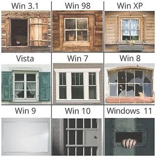 Meme über Windows Versionen mit Fenstern