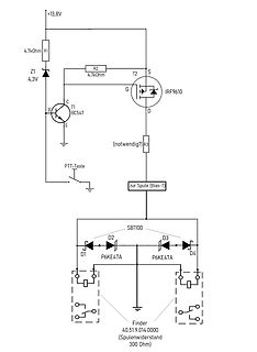 Schaltplan einer Transistor-Schaltung mit MOSFET und Diodenbrücke