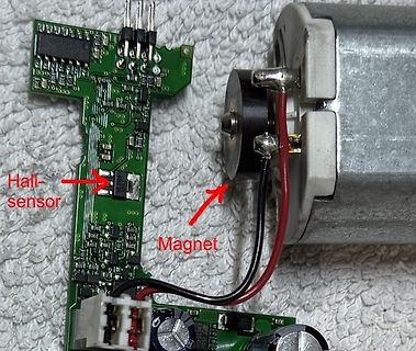 Leiterplatte mit Hall-Sensor und Motor