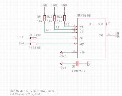 Schaltplan MCP9808 Temperatursensor
