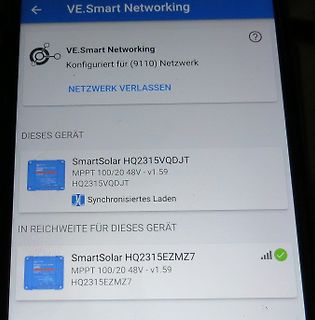Smartphone-App zur Konfiguration eines SmartSolar MPPT Ladereglers