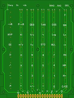 Leiterplatten-Layout einer Taschenrechner-Tastatur