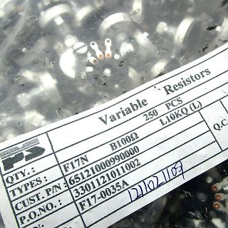 Etikett mit variablen Widerständen in einer Verpackung