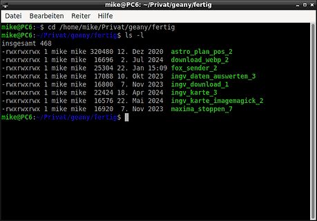 Terminal-Ausgabe eines Verzeichnis-Inhaltsverzeichnisses