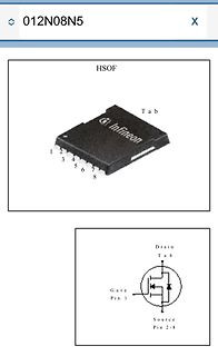 Datenblatt-Ausschnitt eines Infineon MOSFETs