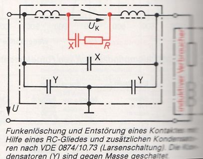 Schaltplan zur Funkenlöschung und Entstörung