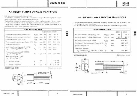 Datenblatt der BC237 bis BC239 Transistoren
