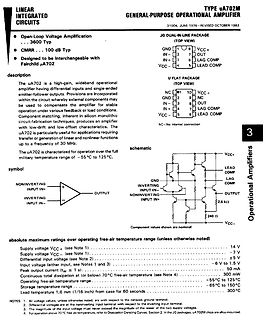 Datenblatt des uA702 Operationsverstärkers