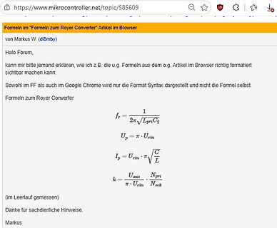 Screenshot eines Forenbeitrags mit mathematischen Formeln