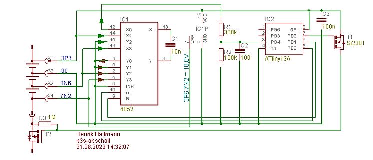 Schaltplan mit Mikrocontroller und Analogschalter