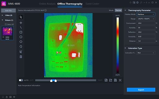 Software-Interface einer Wärmebildanalyse