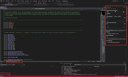 Arduino IDE Code-Editor und Debugging-Fenster