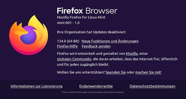Firefox Browser Update-Informationen