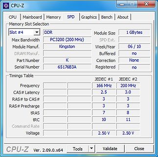 CPU-Z Screenshot der RAM-SPD-Informationen
