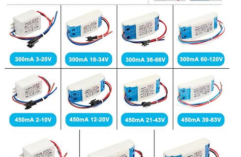 Verschiedene LED-Treiber mit unterschiedlichen Strom- und Spannungsangaben