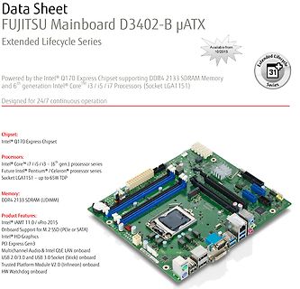 Datenblatt Fujitsu Mainboard D3402-B µATX