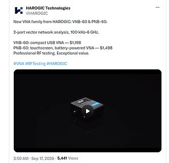 Twitter-Post über neue HAROGIC VNA-Geräte