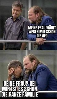 Meme mit zwei Männern und politischem Text