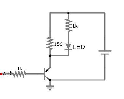 Schaltplan einer LED-Ansteuerung mit Transistor