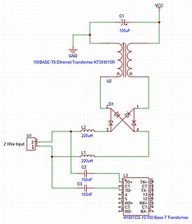 Schaltplan eines Ethernet-Transformators