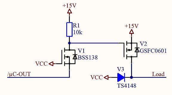 Schaltplan mit MOSFETs und Diode