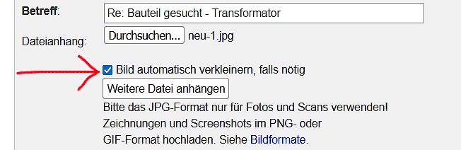 Ausschnitt einer E-Mail-Antwort mit Dateianhang-Optionen