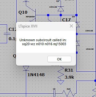 LTspice Fehlermeldung Unknown subcircuit