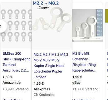 Vergleich von Kupfer-Ringkabelschuhen bei verschiedenen Anbietern