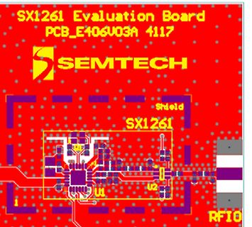 PCB-Layout der SX1261 Evaluation Board