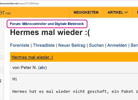 Screenshot eines Forenbeitrags im Mikrocontroller-Forum
