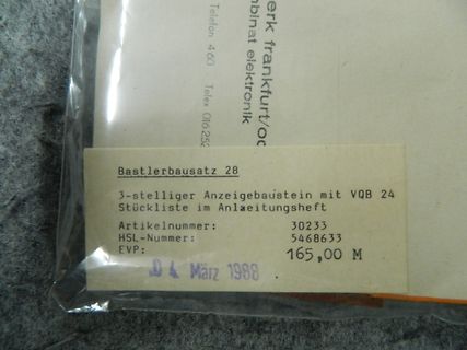 Etikett eines Bastlerbausatzes