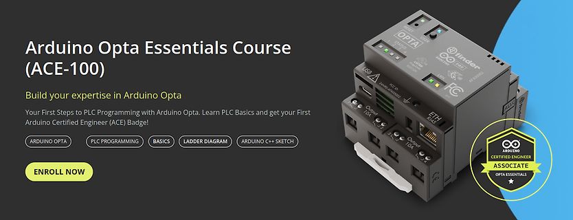 Werbebanner für Arduino Opta Essentials Course