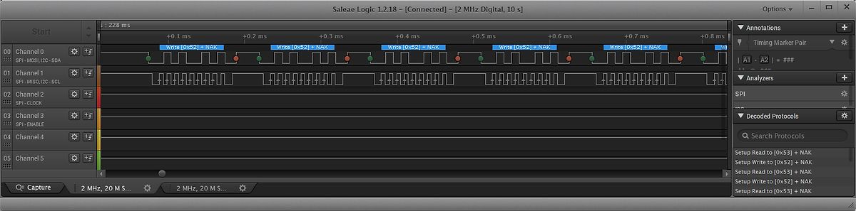 Saleae Logic Logikanalysator Screenshot SPI Protokoll