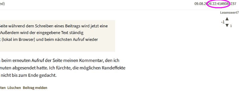 Ausschnitt eines Forenbeitrags mit deutschem Text