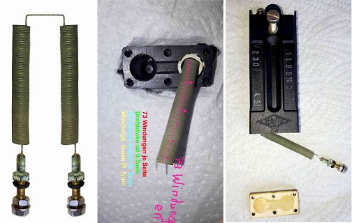 Spulenbauteile und Halterung