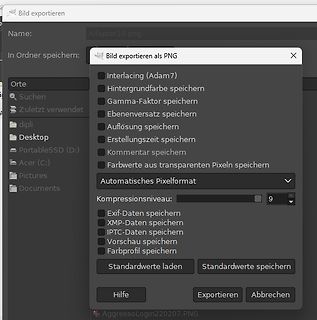 Dialogfenster Bild exportieren als PNG