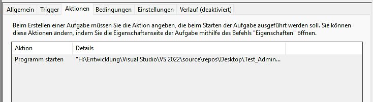 Windows Task Scheduler Eigenschaften Fenster