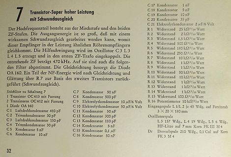 Auszug aus einem Datenblatt oder Handbuch mit Bauteilliste