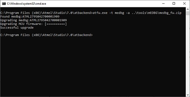 Windows Kommandozeile Atmel Studio Firmware Upgrade