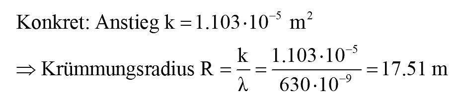 Mathematische Formel zur Berechnung des Krümmungsradius