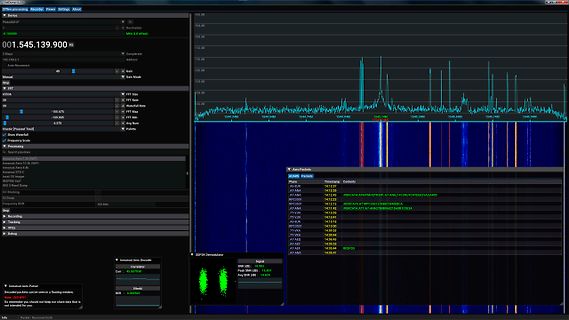 Software zur SDR-Signalverarbeitung mit Spektrum und Wasserfallanzeige