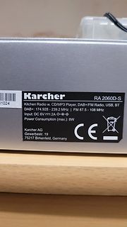 Typenschild eines Karcher Küchenradios