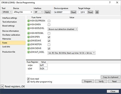 Software zur Programmierung eines ATtiny13A Mikrocontrollers