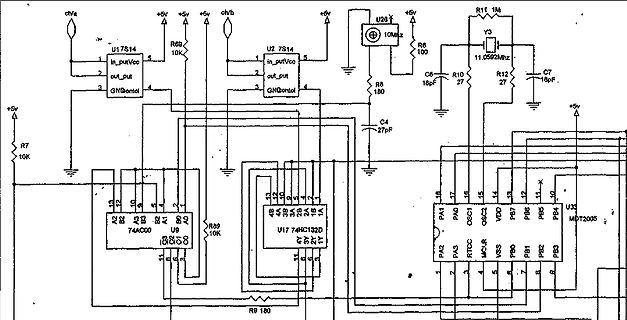 Schaltplan mit Mikrocontroller und Oszillator