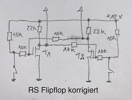 Handgezeichneter Schaltplan eines RS-Flipflops
