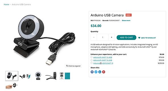 Arduino USB Camera Produktseite