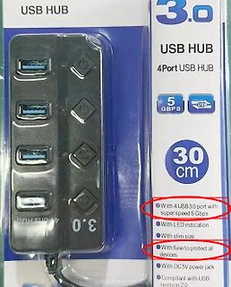 Verpackung eines 4-Port USB 3.0 Hubs